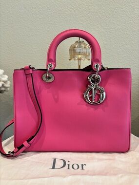Christian Dior Diorissimo Pink leather tote w/ Entrupy